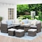 Moootto 7-Pieces PE Rattan Wicker Patio Dining Sectional Cusions Sofa Set TBZOKX-016GRHY - alternate 1